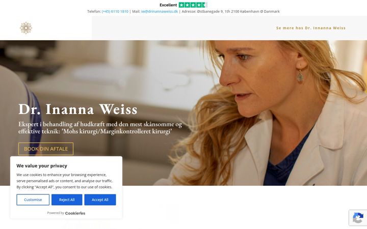 Screenshot of hudkraeftklinik.dk