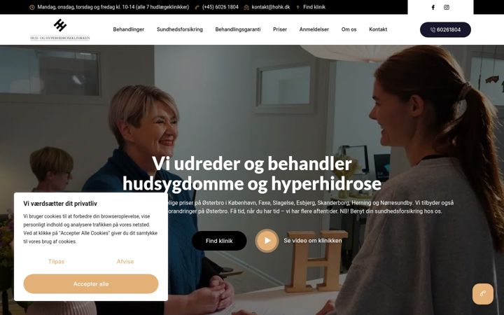Screenshot of hudoghyperhidroseklinikken.dk