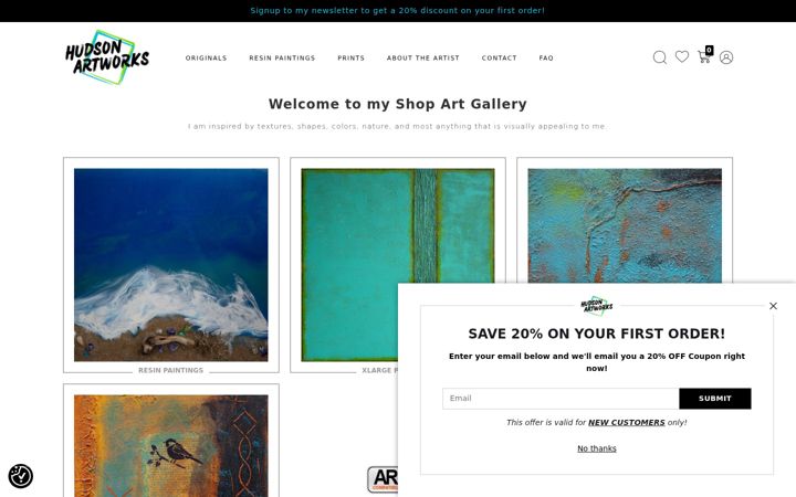 Screenshot of hudsonartworks.com
