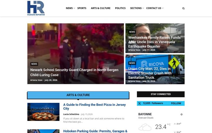 Screenshot of hudsonreporter.com