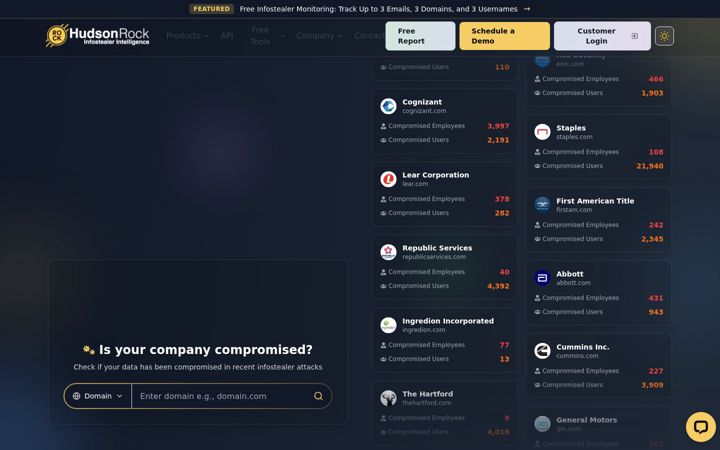 Screenshot of hudsonrock.com