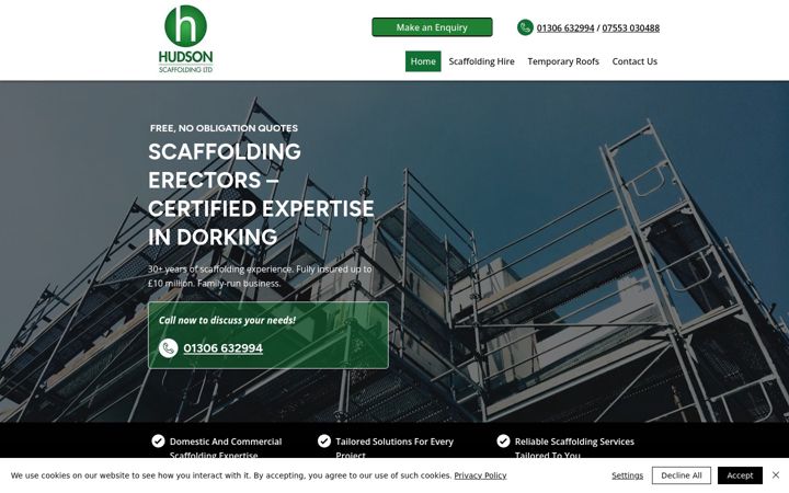Screenshot of hudsonscaffolding.co.uk