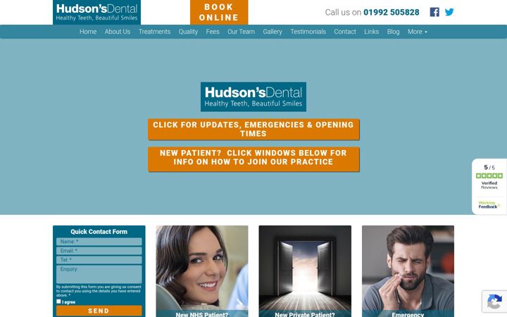Screenshot of hudsonsdentalcare.co.uk