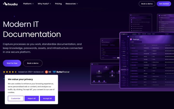 Screenshot of hudu.com