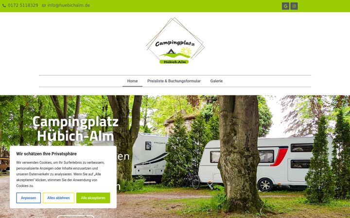Screenshot of huebichalm.de