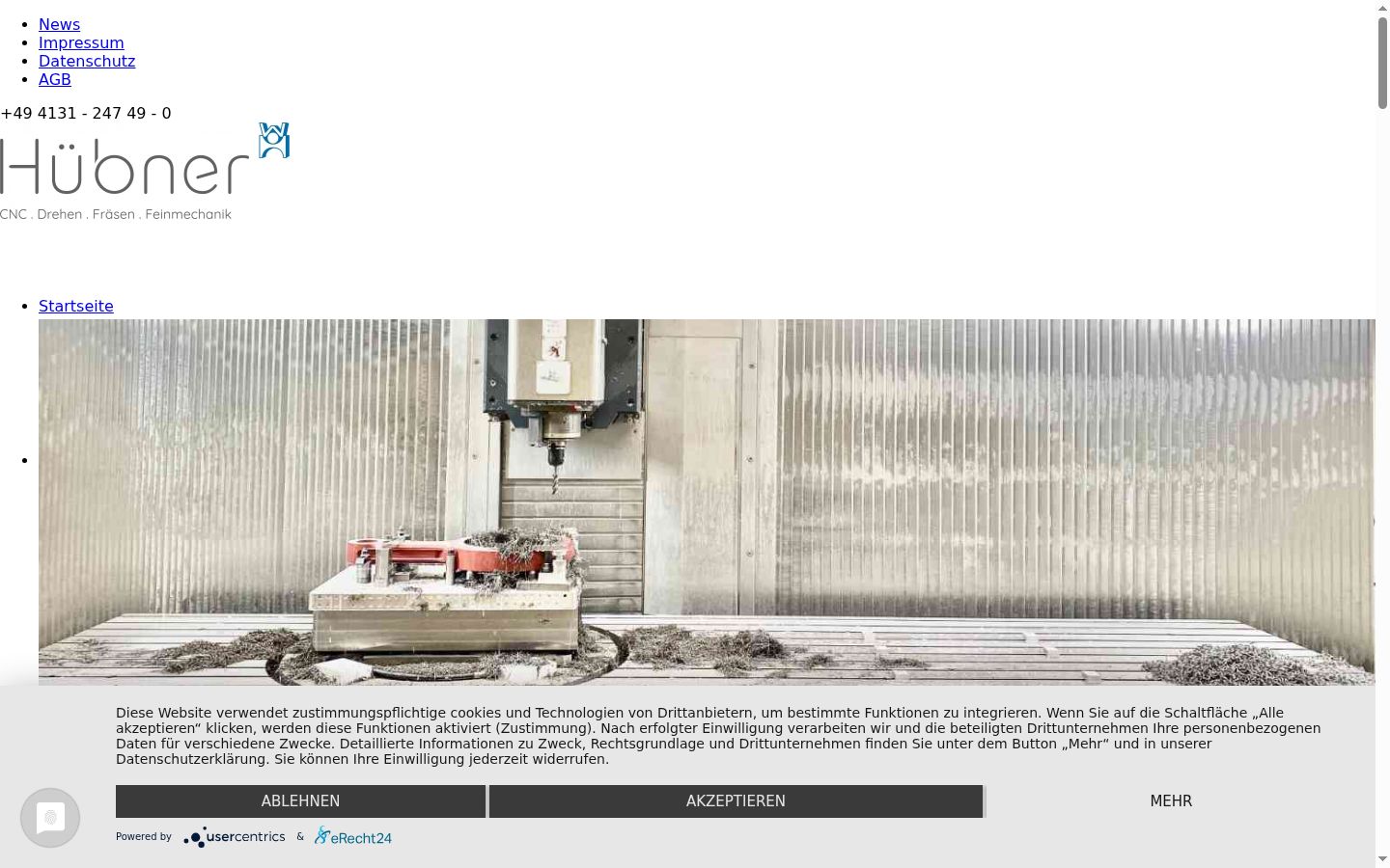 Screenshot des Einwilligungsbanners vor jeglicher Interaktion