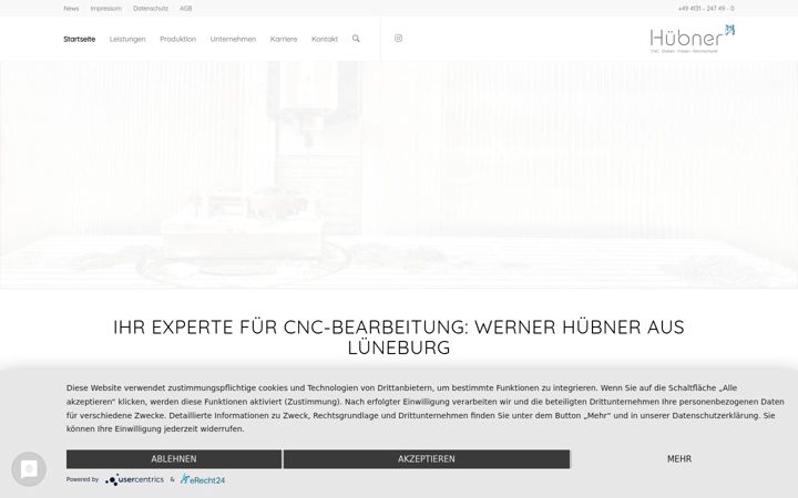 Screenshot of huebner-cnc.de