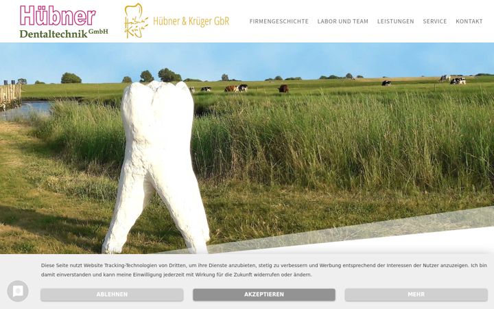 Screenshot of huebner-dentaltechnik.de