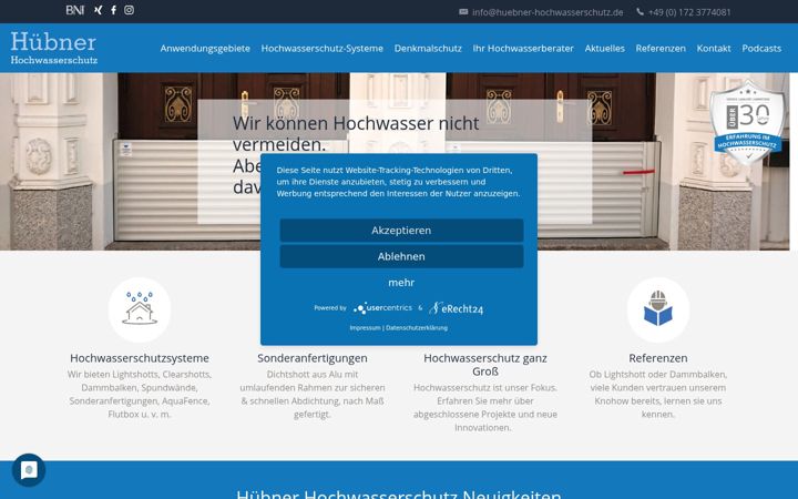 Screenshot of huebner-hochwasserschutz.de