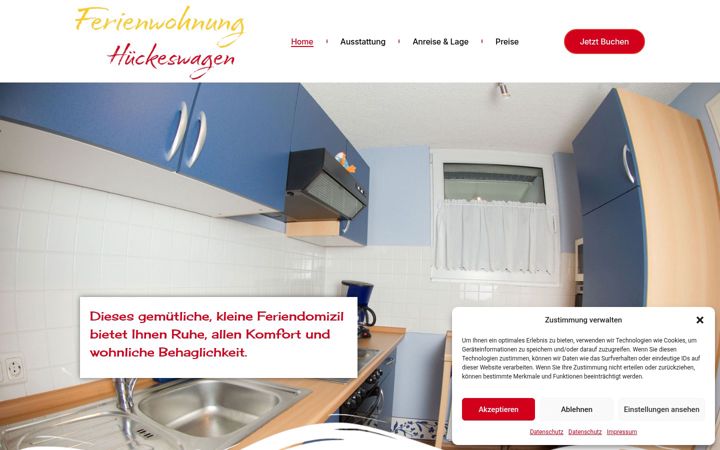 Screenshot of hueckeswagen-ferienwohnung.de
