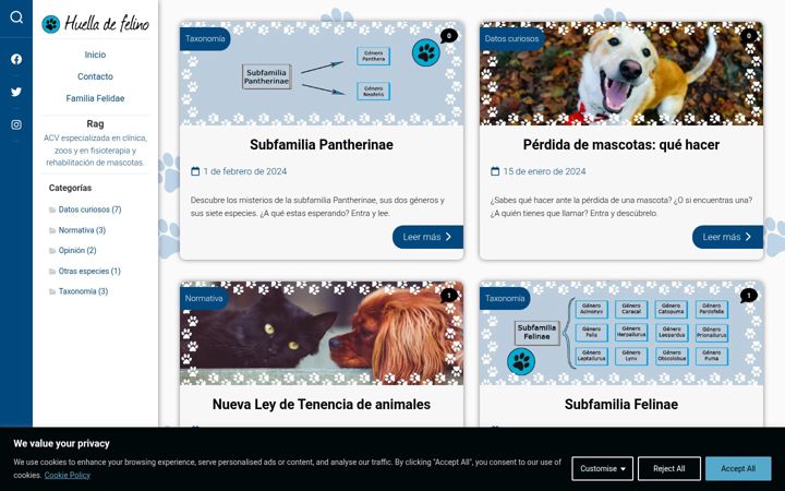 Screenshot of huelladefelino.es