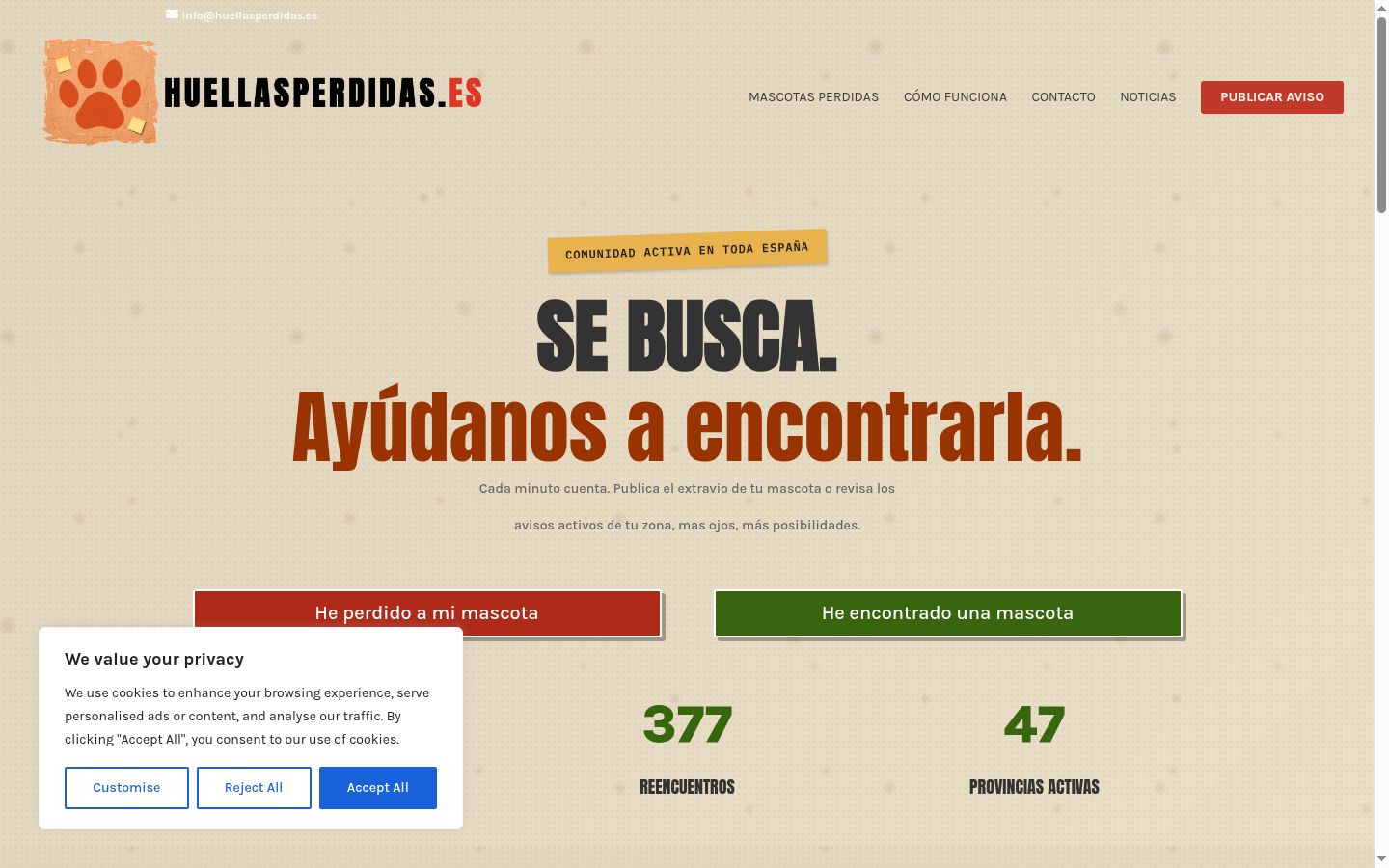 Screenshot of the consent banner shown before any interaction