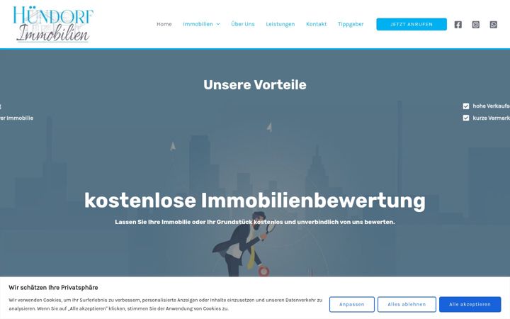 Screenshot of huendorf-immobilien.de