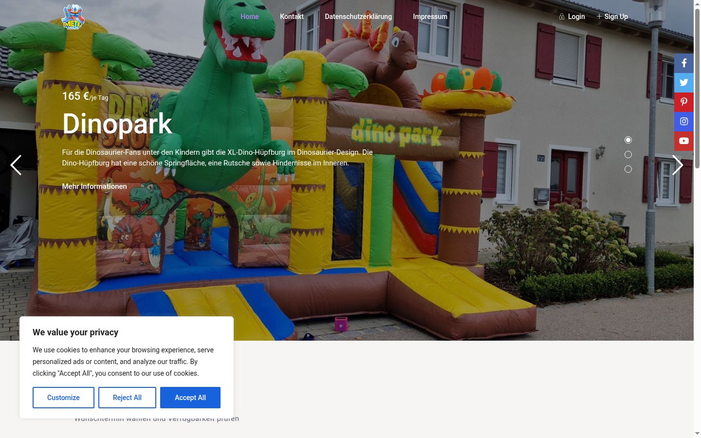 Screenshot of the consent banner shown before any interaction