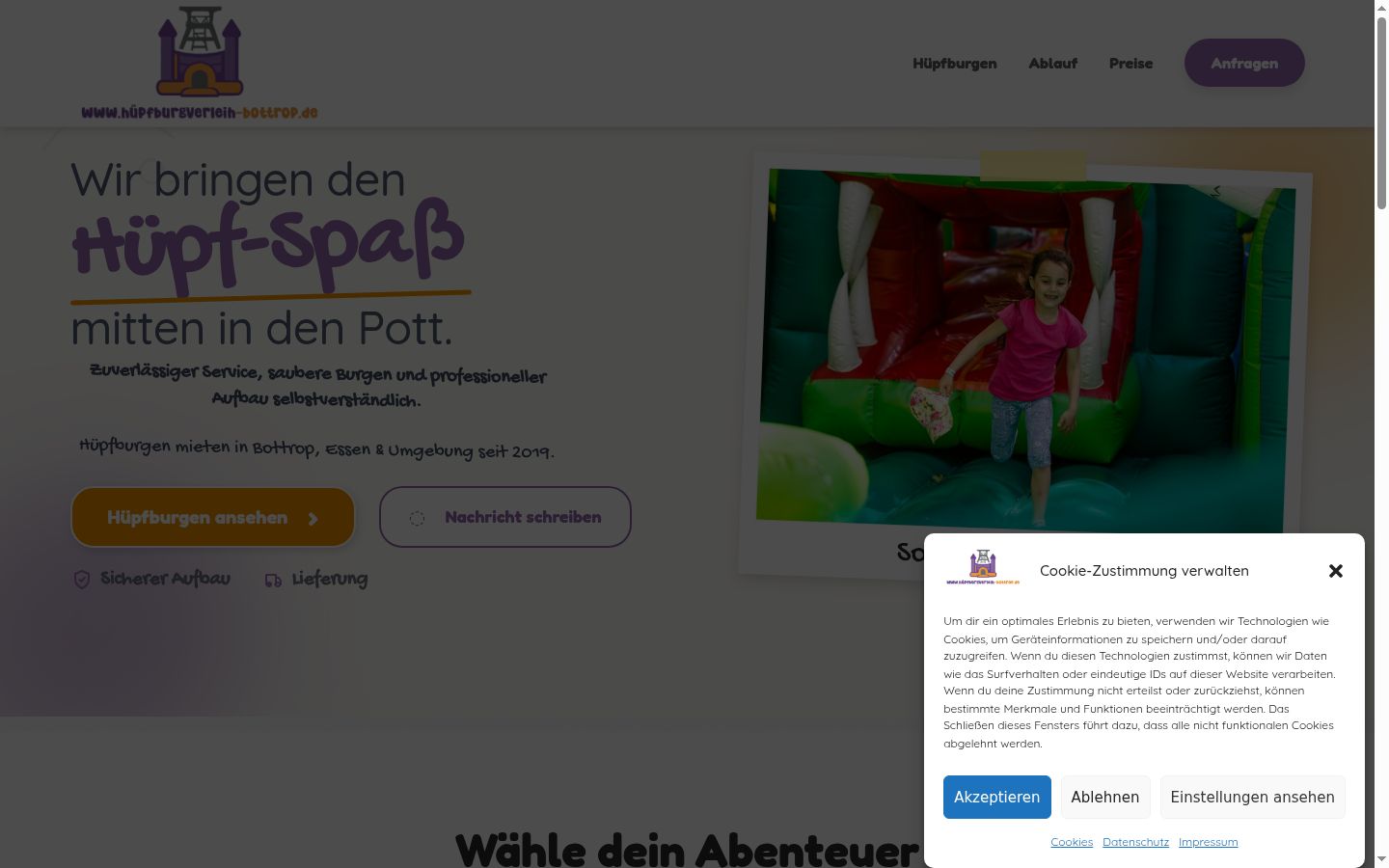 Screenshot del banner di consenso mostrato prima di qualsiasi interazione