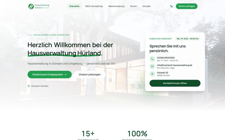 Screenshot of huerland-hausverwaltung.de