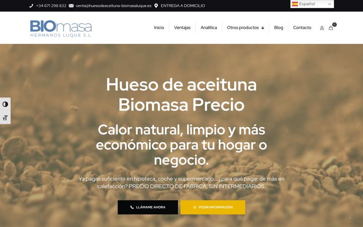 Screenshot of huesodeaceituna-biomasaluque.es