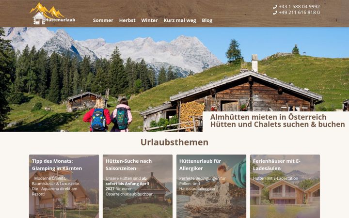 Screenshot of huette-mieten.at