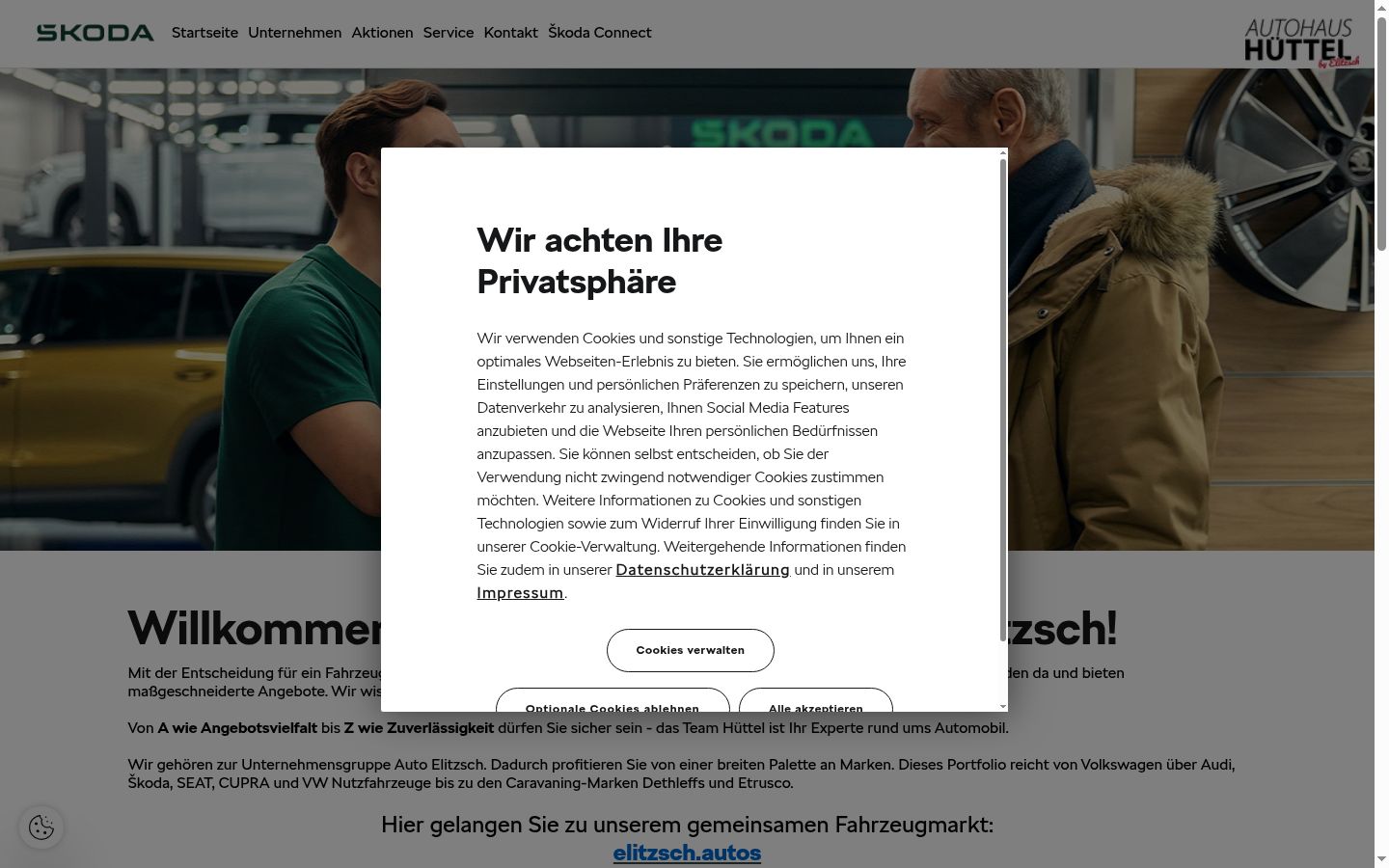 Posnetek zaslona pasice za privolitev, prikazane pred kakršno koli interakcijo