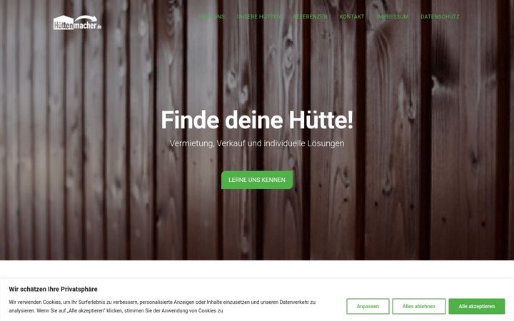 Screenshot of huettenmacher.de