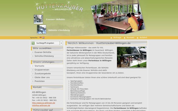 Screenshot of huettenzauber-willingen.de