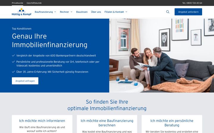 Screenshot of huettig-rompf.de