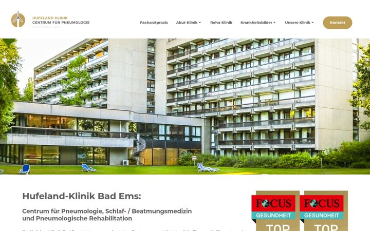 Screenshot of hufeland-klinik.com