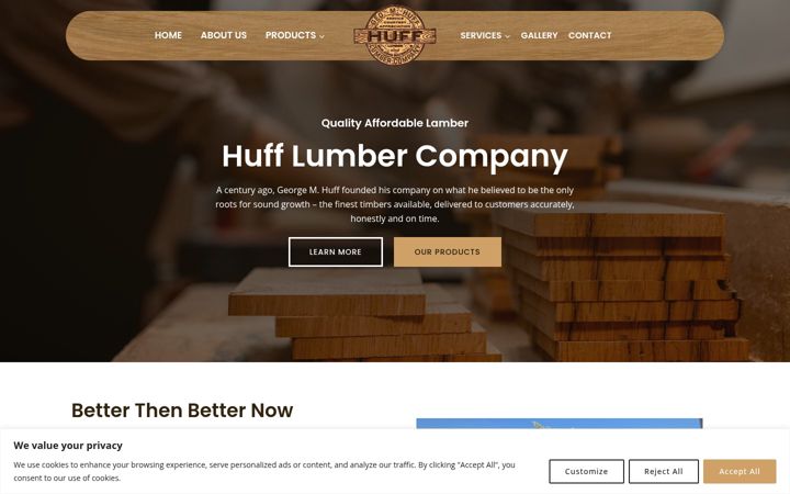 Screenshot of hufflumber.net