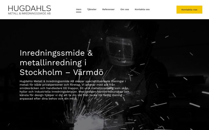 Screenshot of hugdahlsmetall.se