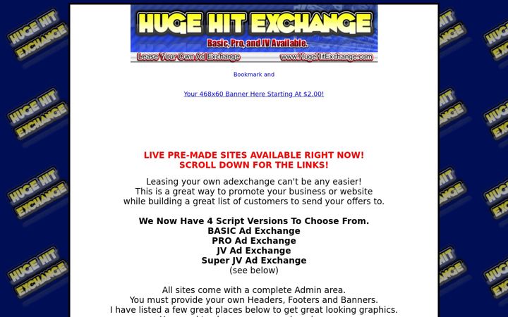 Screenshot of hugehitexchange.com