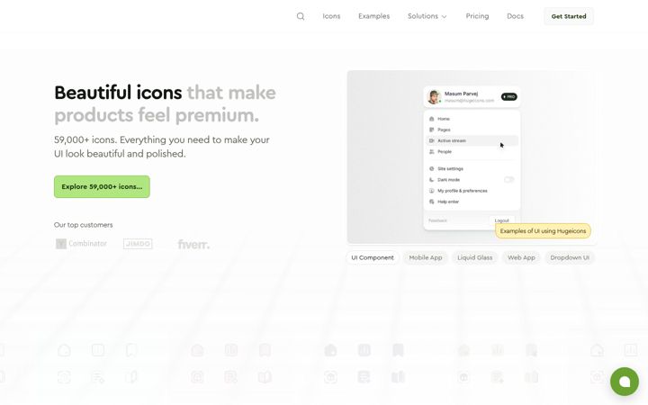 Screenshot of hugeicons.com