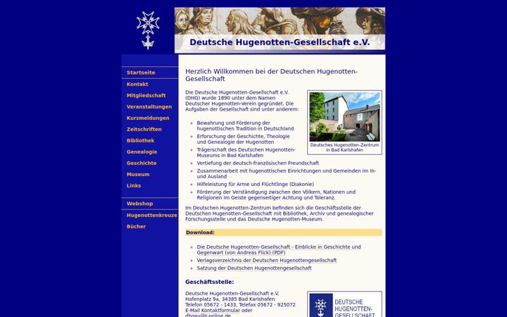 Screenshot of hugenotten.de