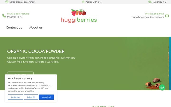 Screenshot of huggiberries.us