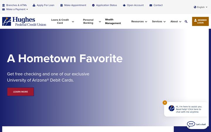 Screenshot of hughesfcu.org