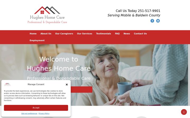 Screenshot of hugheshomecare.net