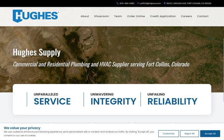 Screenshot of hughessupplyftcollins.com