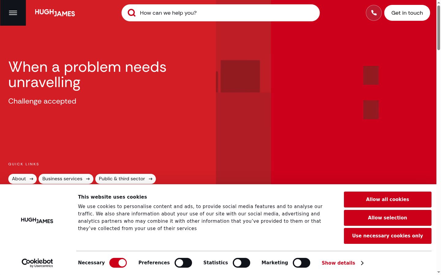Captura de pantalla del banner de consentimiento mostrado antes de cualquier interacción
