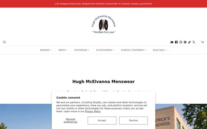 Screenshot of hughmcelvannamenswear.com