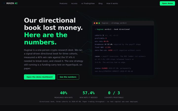 Screenshot of huginai.com