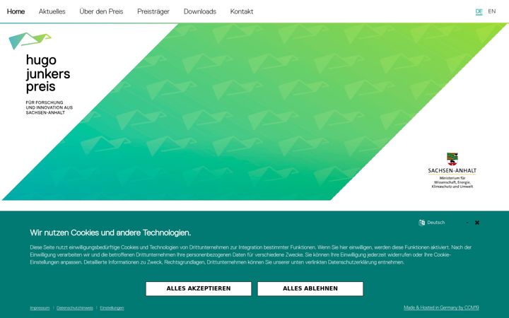 Screenshot of hugo-junkers-preis.de