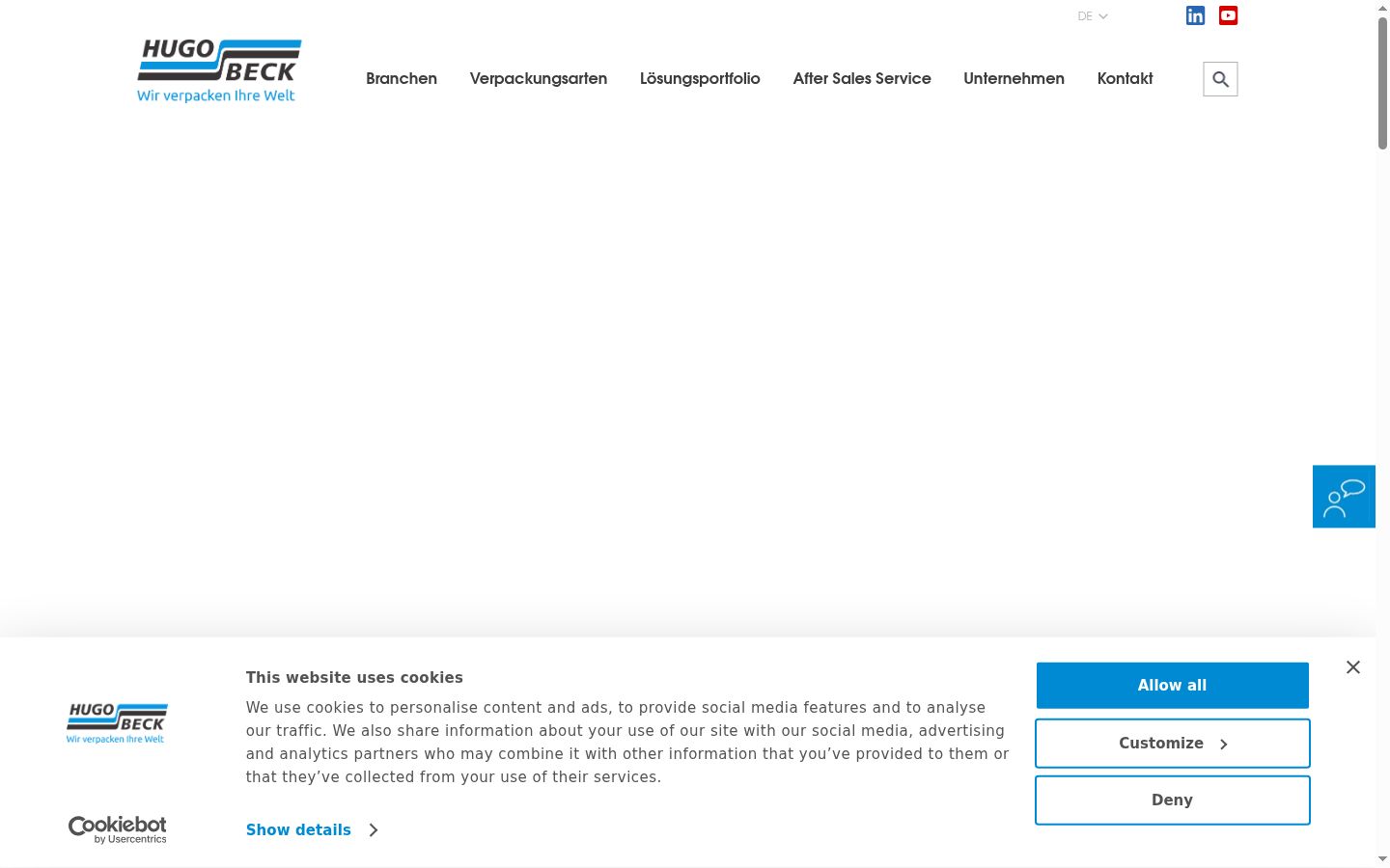 Screenshot des Einwilligungsbanners vor jeglicher Interaktion