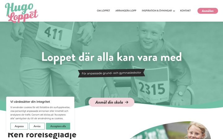 Screenshot of hugoloppet.se