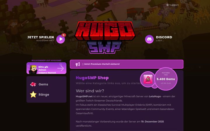 Screenshot of hugosmp.net