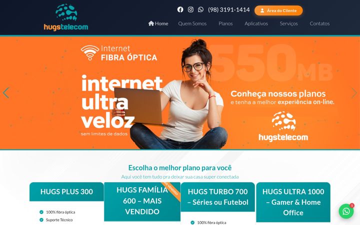 Screenshot of hugstelecom.com.br