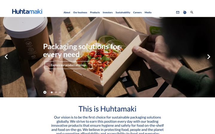Screenshot of huhtamaki.com
