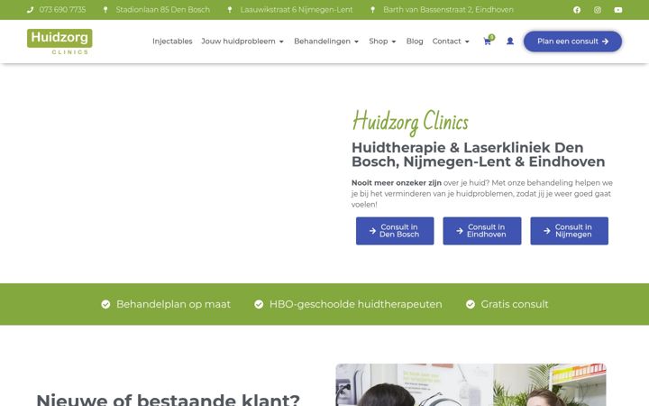 Screenshot of huidzorgclinics.nl