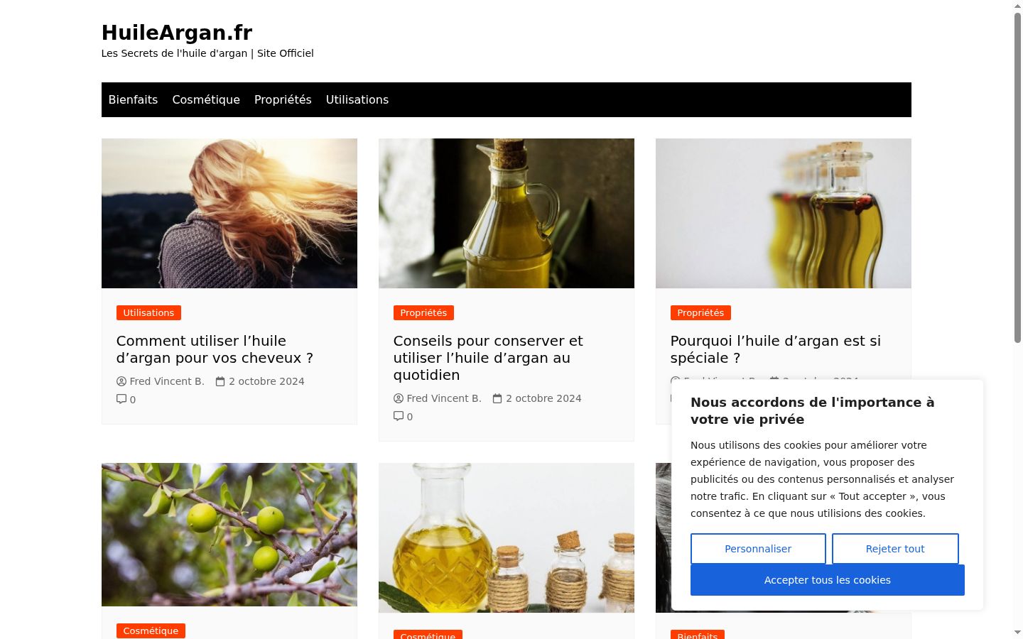 Capture d'écran de la bannière de consentement affichée avant toute interaction