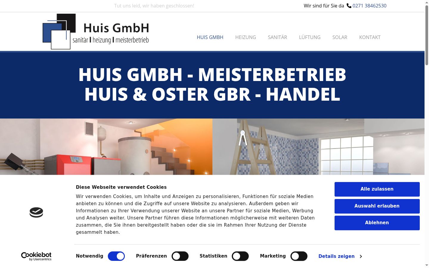 Screenshot des Einwilligungsbanners vor jeglicher Interaktion