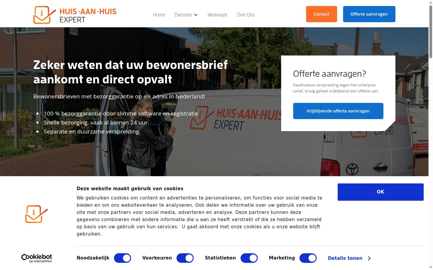 Screenshot del banner di consenso mostrato prima di qualsiasi interazione