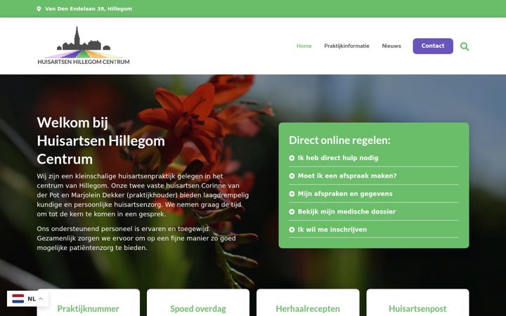 Screenshot of huisartsenhillegomcentrum.nl